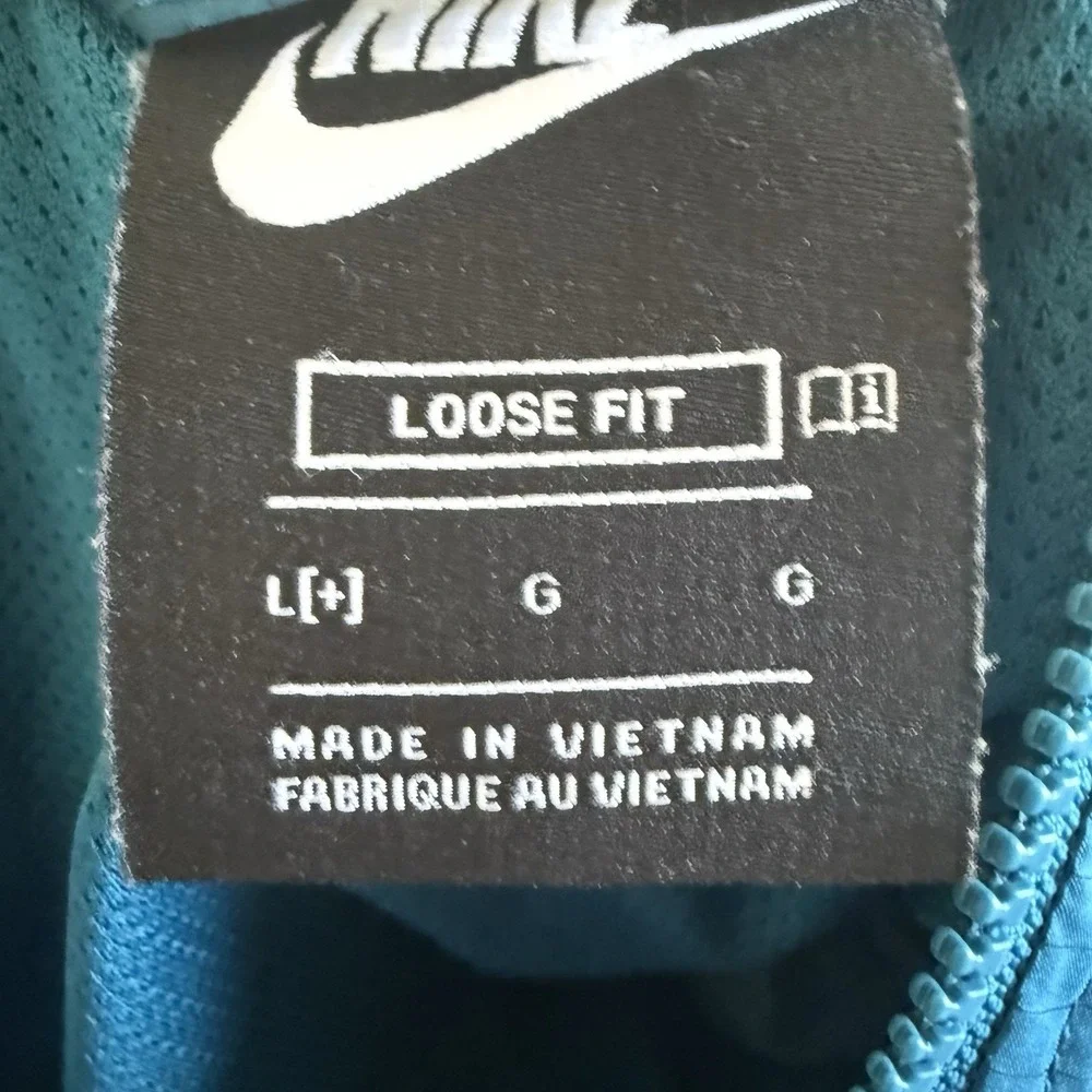 Nike Boys Large Blue Logo Loose Fit Hooded Lightweight Rain Jacket Full Zip Up